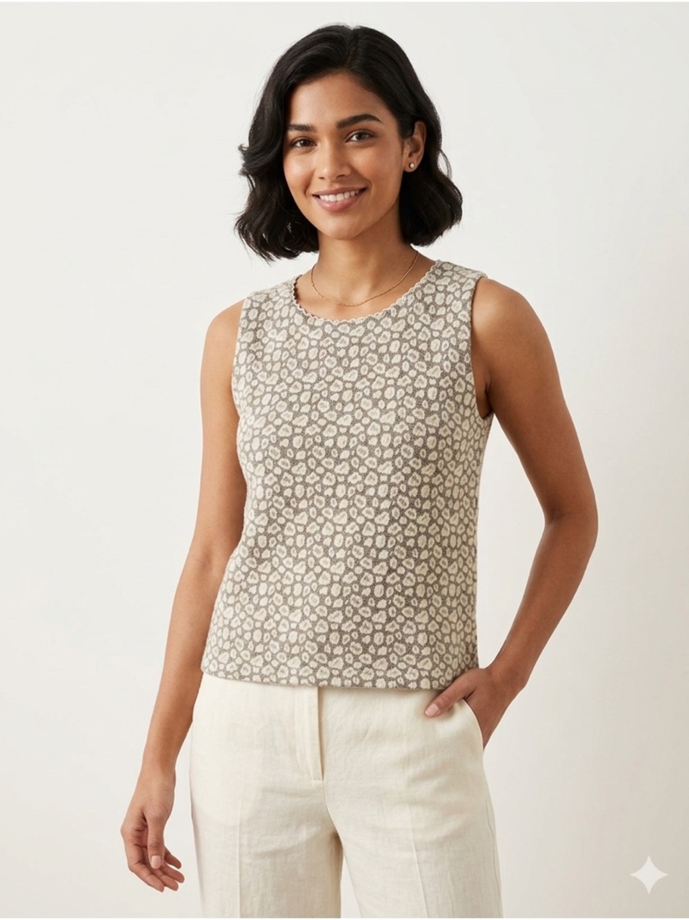 EMELIA Sleeveless‎ Layered Print Top